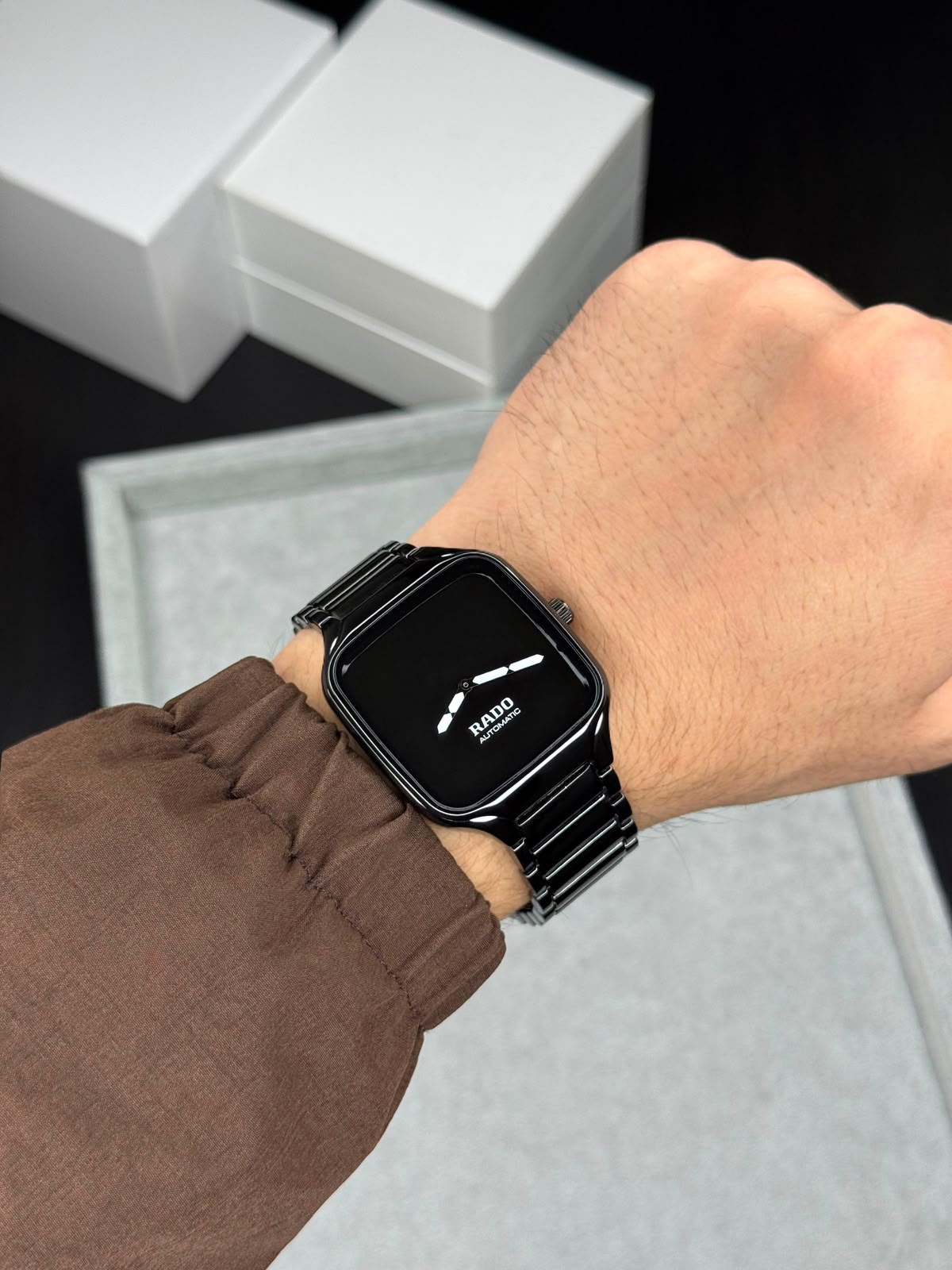 Rado True Square Unisex Automatic Black Dial .