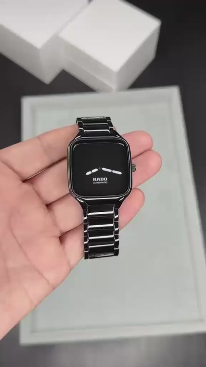 Rado True Square Unisex Automatic Black Dial .